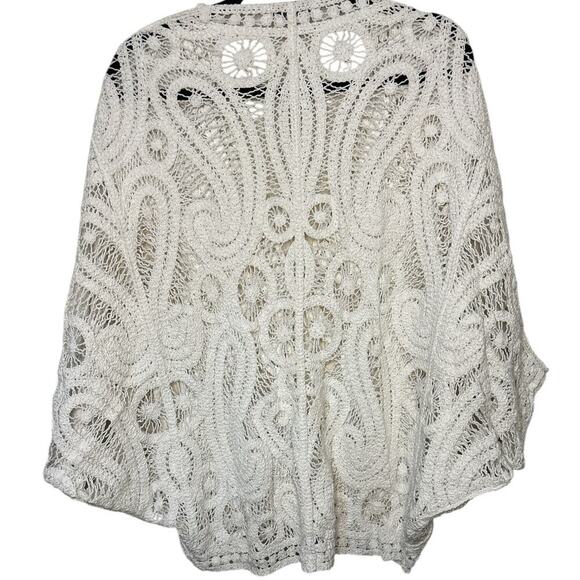 100% Cotton White Oversized Crochet Cardigan with Dolman Sleeves-NWOT - Picture 2 of 5